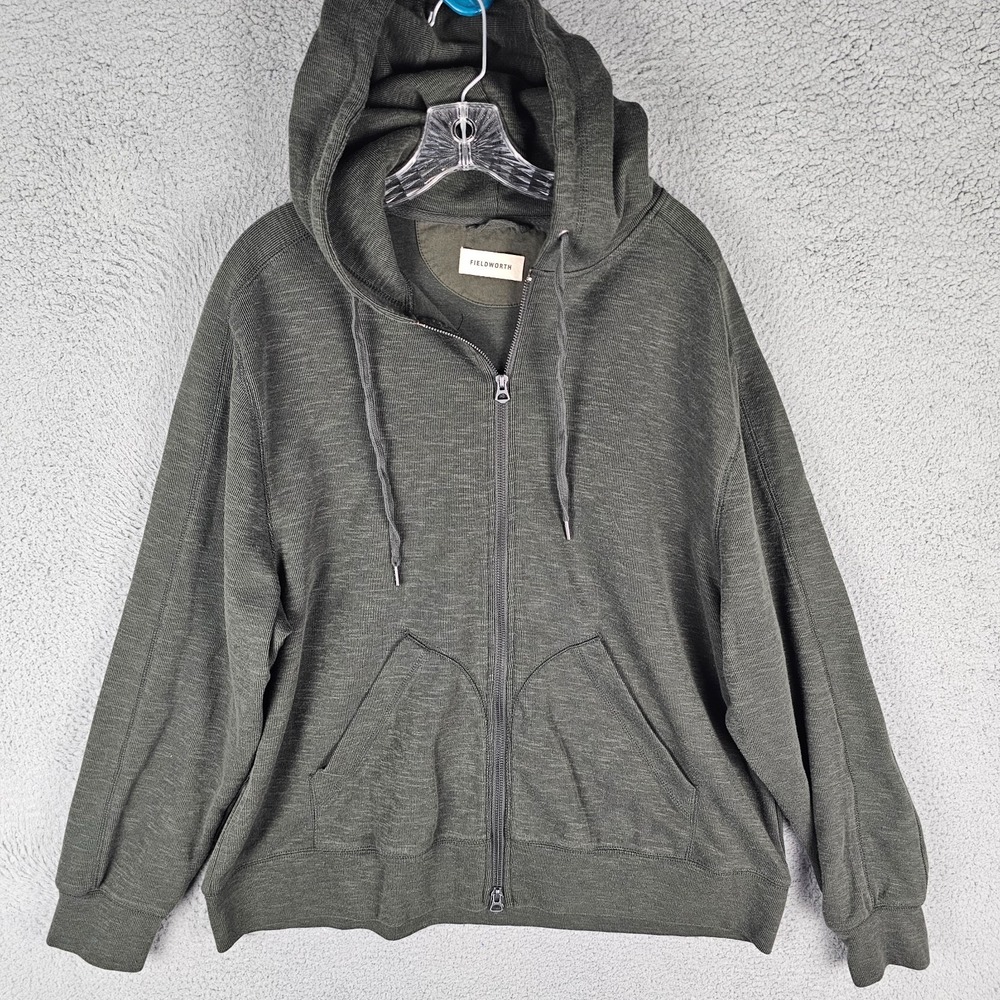 Fieldworth Hoodie Mens 2XL Green Full Zip Ribbed Long Sleeve Casual Outdoor